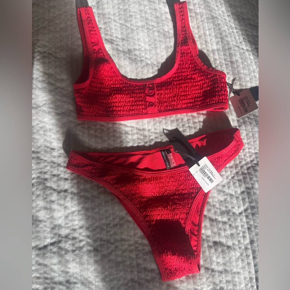 Kendall & Kylie Red Henley Style Bikini Set - Picture 2 of 9